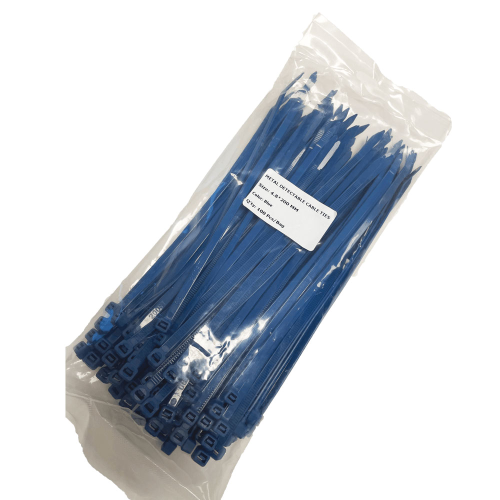 Kabelbinder detektierbar blau 4,8 x 200mm, 100er Pack